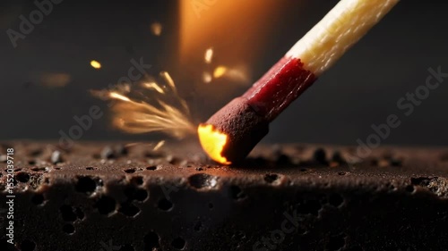 Lit Match Igniting a Dark Chocolate Brownie