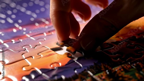 Person Fixing Mismatch Jigsaw Puzzle Piece Thoughtfully