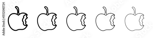 bitten apple icon simple vector outline logo