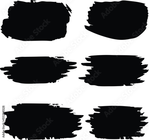 Monochrome Brush Stroke Collection Artistic Black Ink Blots for Creative Projects and Digital Design Enhancements Unique Hand Drawn Elements