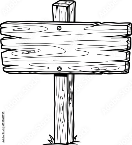 Rustic Wooden Signpost with Blank Sign for Custom Messages and Directions