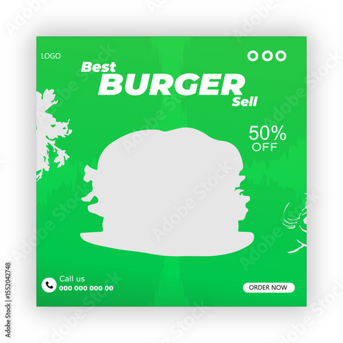 Burger social media promotion and  banner post design template

