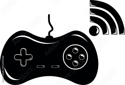 vector illustration black and white icon video game online concept