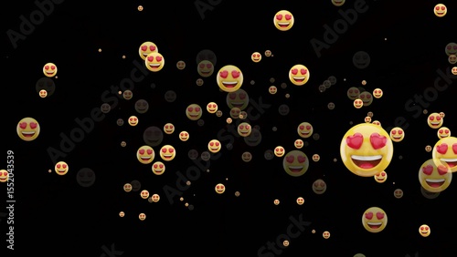 Love-themed emojis peacefully drifting