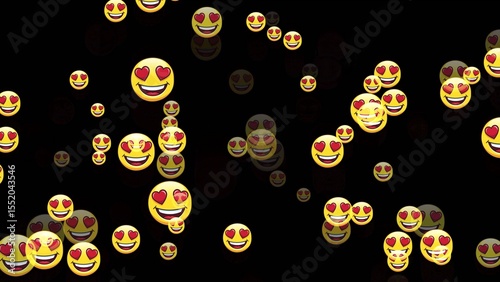Smiling face with hearts drifting in dark void