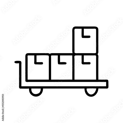 Line drawing of a cargo pallet with stacked boxes  
