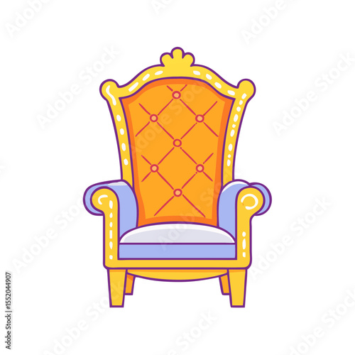 Cartoon illustration of a luxurious golden throne fit for royalty with embellishments
