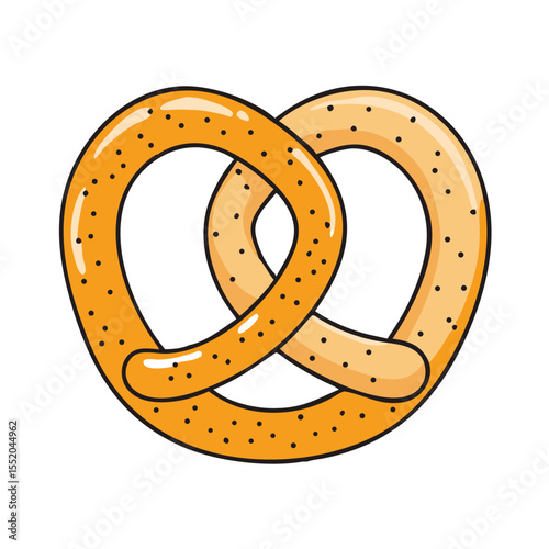 A Delicious Cartoon Pretzel with a Golden Brown and Black Seed Finish