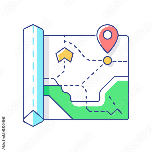 Colorful map icon displaying navigation and route planning for an upcoming adventure