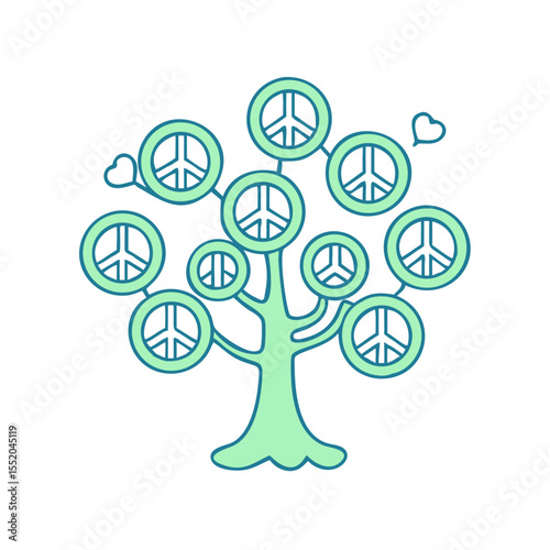 Peace Tree with Peace Sign Ornaments Symbolizing Harmony and Unity