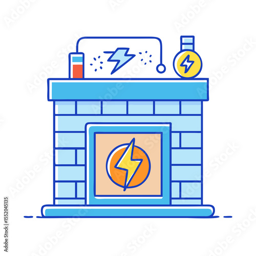 Electric Fireplace with Lightning Design Demonstrating Alternative Energy Solutions and Innovation