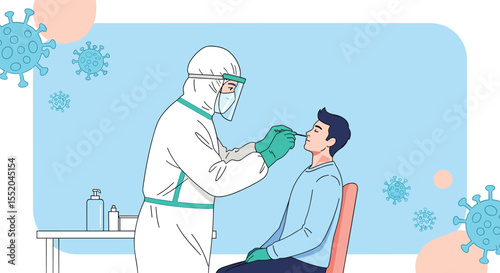 A Health Worker Performing Nasal Swab Test For Coronavirus Disease