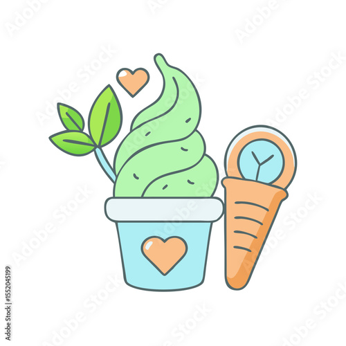Delicious desserts with refreshing ice cream and a fruity popsicle with love