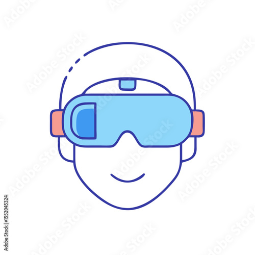 Stylized Representation of a Person Wearing a Virtual Reality Headset on transparent Background