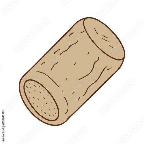 Stylized Cartoon Illustration of a Traditional Wine Cork on a transparent Background