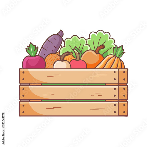 Fresh Harvest in Wooden Crate An Abundance of Healthy Food