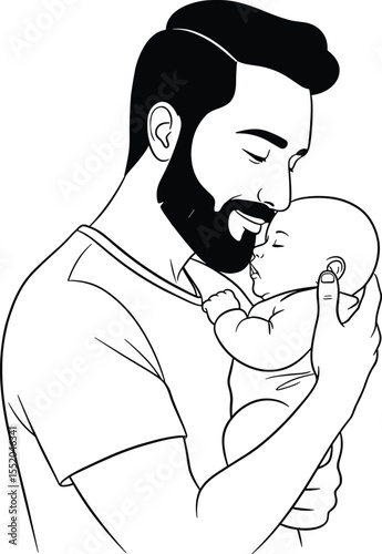 Father Holding Baby Tender Moments, Parent-Child Bond, and Love Illustration