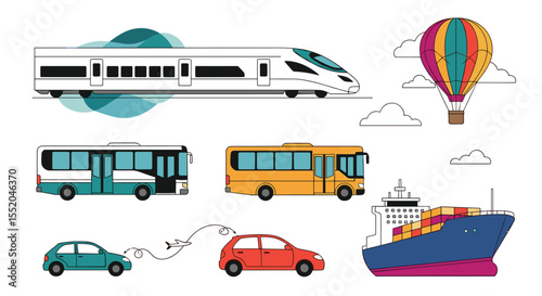 Different Kinds of Transportation Means Train Bus Car and More