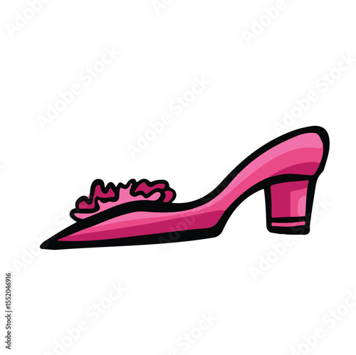 Comfortable shoes with flower, hand drawn vector illustration