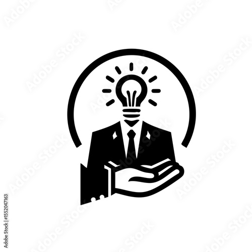 A stylized icon in monochrome colors representing a valuable business idea