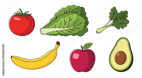 A colorful set of fruits and vegetables for a healthy lifestyle