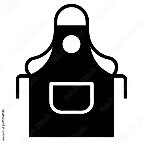 Minimalist Black and White Apron with Pocket and Straps Illustration