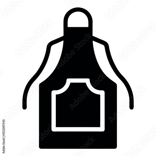 Black and White A Simple Apron Illustration with a Pocket Outline