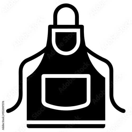 Black and White Apron Icon Kitchen and Restaurant Apparel Illustration, Cooking Accessory