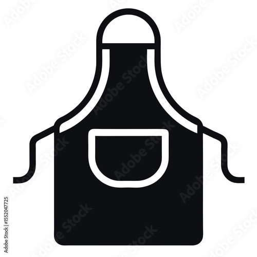 Black apron with a pocket and neck loop, perfect for cooking or crafting protection