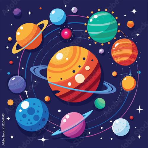 Colorful infographic style vector about the solar system.eps