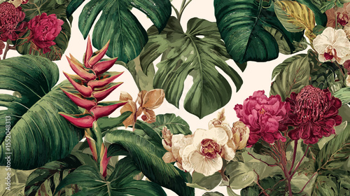 Discover the beauty of vibrant tropical flowers and plants blooming in a lush garden, showcasing nature's colorful and delicate artistry