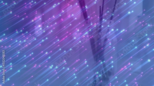 Animated glowing particles appearing top left and drifting down dimming, revealing lamp and panels