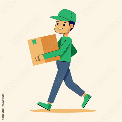 Delivery man carrying a package vector illustration for delivery service concept