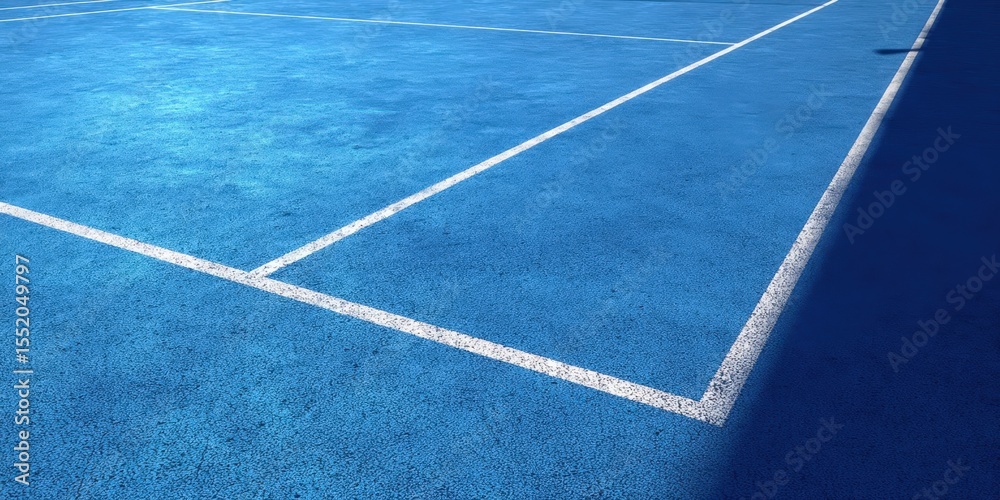 Fototapeta premium Empty Blue Professional Tennis Court Background for Sports and Recreation