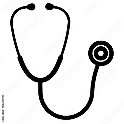 Simple Black and White Stethoscope Illustration for Medical or Healthcare Concepts
