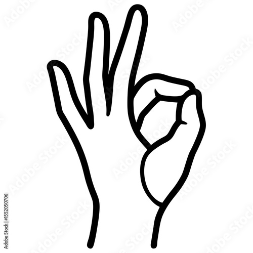 Hand gesture making an OK sign with fingers extended upwards