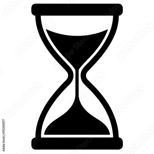 Simple Black Hourglass Icon Representing Time Passing or Deadline Approaching