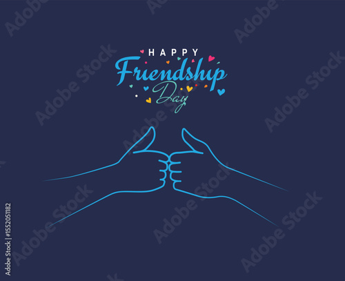 Happy Friendship Day concept vector illustration. Greeting card, back view of the friends' group. Abstract vector illustration.