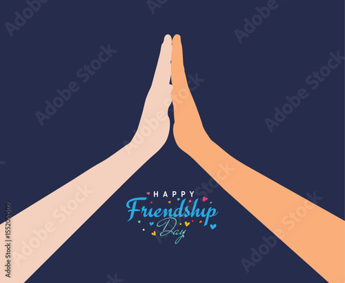 Happy Friendship Day concept vector illustration. Greeting card, back view of the friends' group. Abstract vector illustration.