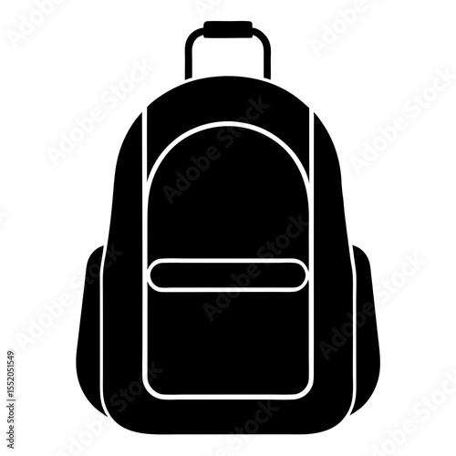 Simple Black and White Backpack Illustration for School or Travel