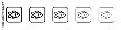 frozen fish icon simple vector outline logo