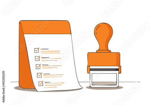 vibrant illustration showcases Popeye's supply check with a stamp emphasizing a cheerful and organized business setting Clean lines and bright colors create a modern appealing design