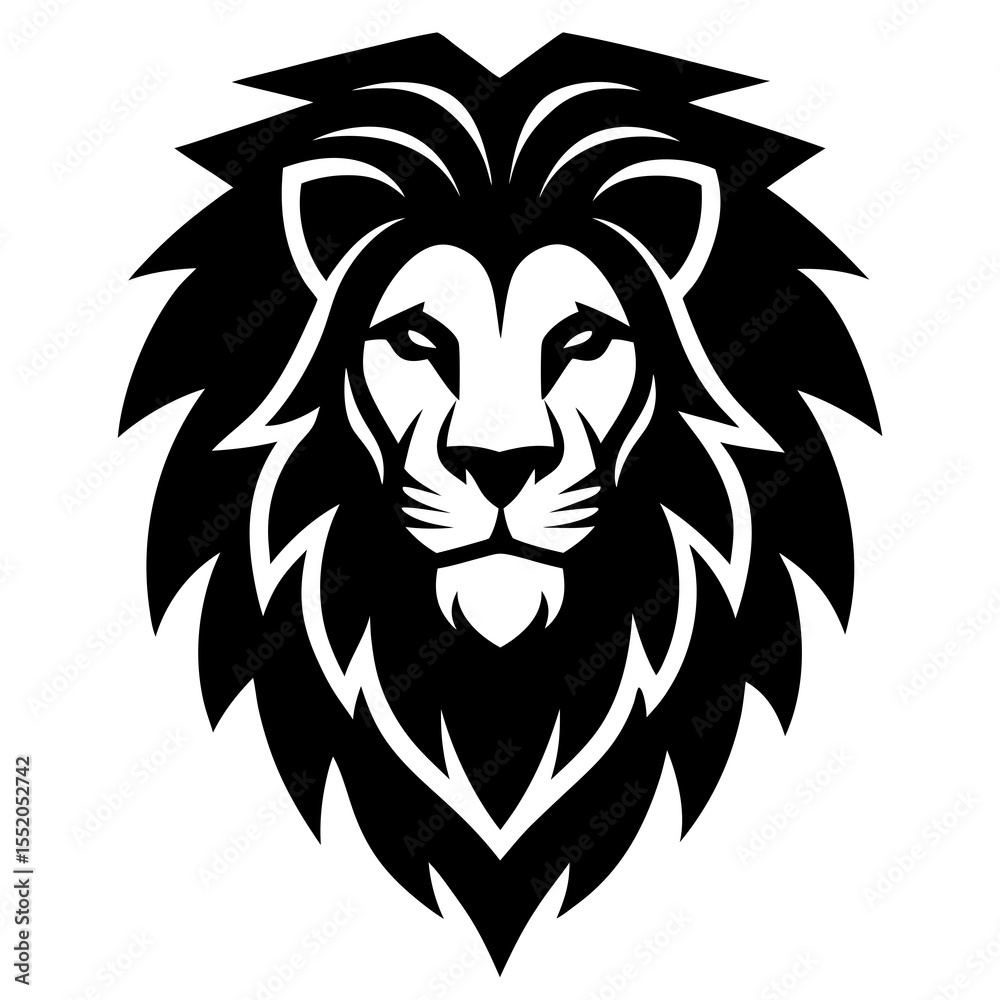 Obraz premium Bold Black and White Lion Head Logo Stylized