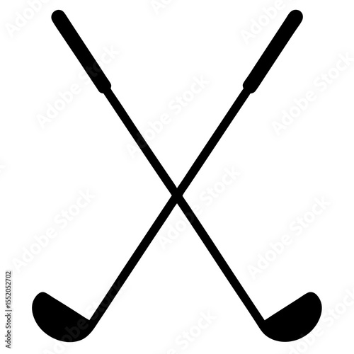 Crossed Golf Clubs Silhouette Simple black silhouette two
