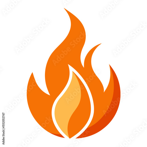 Orange Flame Icon Simple stylized graphic flame orange