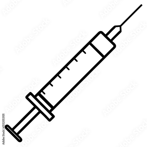 Simple Black Line Drawing of a Syringe basic