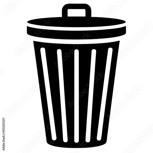 Simple Black and White Trash Can Icon solid