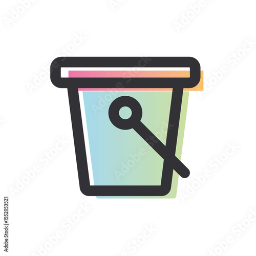 Illustration of a bucket with a handle in a gradient style against a white background view