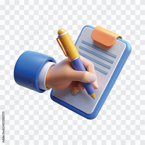 3D Hand Holding Pen PNG | Signing Contract, Business Agreement, Legal Document Icon