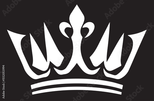 A stylized white crown icon with a fleur-de-lis detail on a black background, symbolizing royalty or excellence.